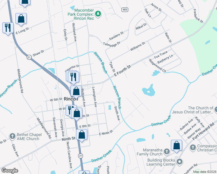 map of restaurants, bars, coffee shops, grocery stores, and more near 403-499 East 4th Street in Rincon