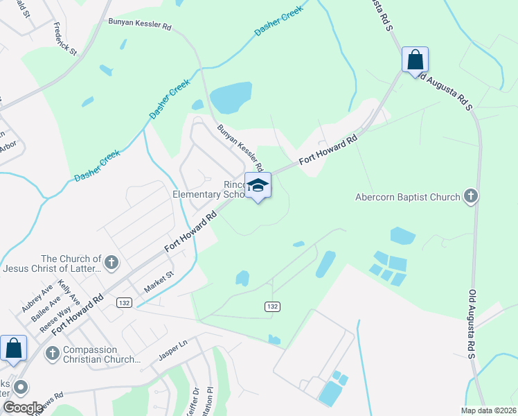 map of restaurants, bars, coffee shops, grocery stores, and more near 1703 Fort Howard Road in Rincon