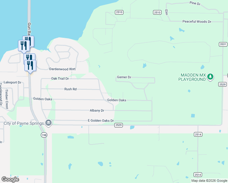 map of restaurants, bars, coffee shops, grocery stores, and more near 112 Kathy Circle in Mabank