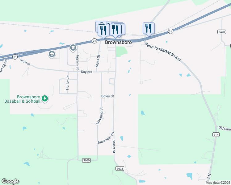 map of restaurants, bars, coffee shops, grocery stores, and more near 10943 Stuart Street in Brownsboro