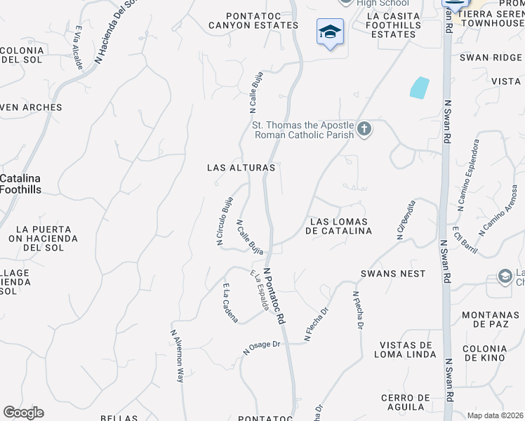 map of restaurants, bars, coffee shops, grocery stores, and more near 4931 North Pontatoc Road in Tucson