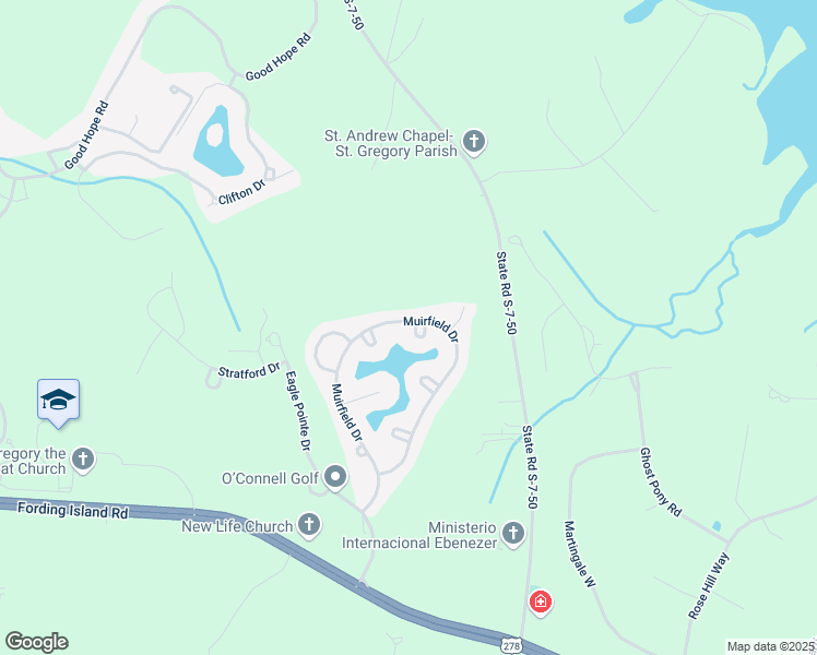 map of restaurants, bars, coffee shops, grocery stores, and more near 76 Muirfield Drive in Bluffton