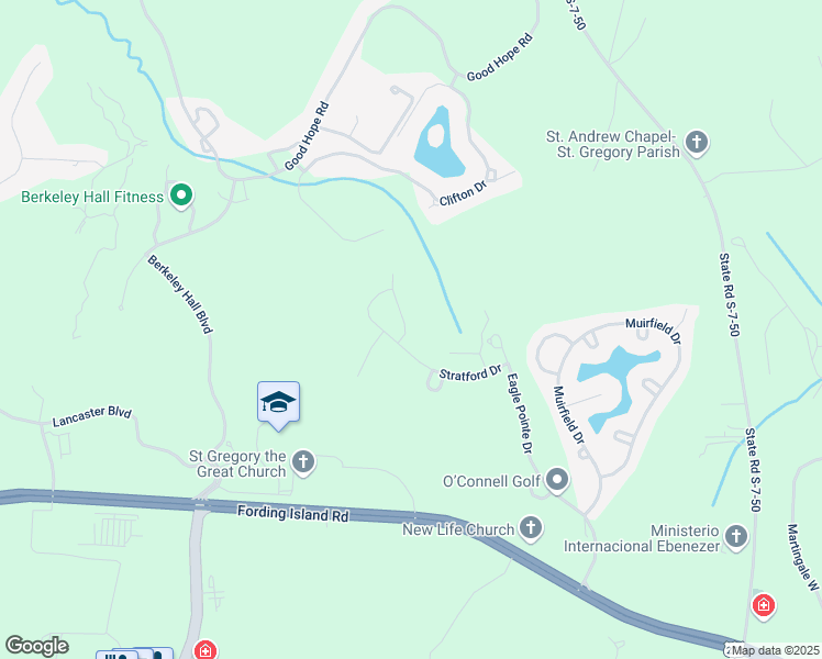 map of restaurants, bars, coffee shops, grocery stores, and more near 50 Stratford Drive in Bluffton