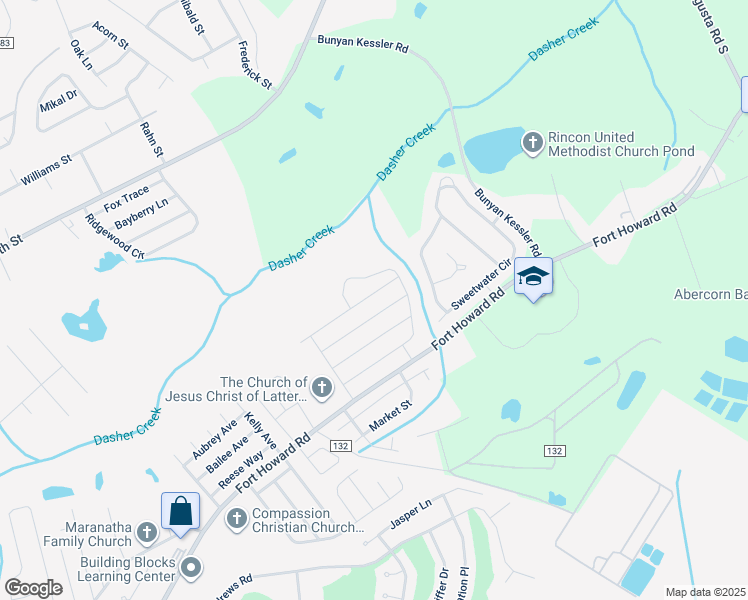 map of restaurants, bars, coffee shops, grocery stores, and more near 520 Windsong Drive in Rincon