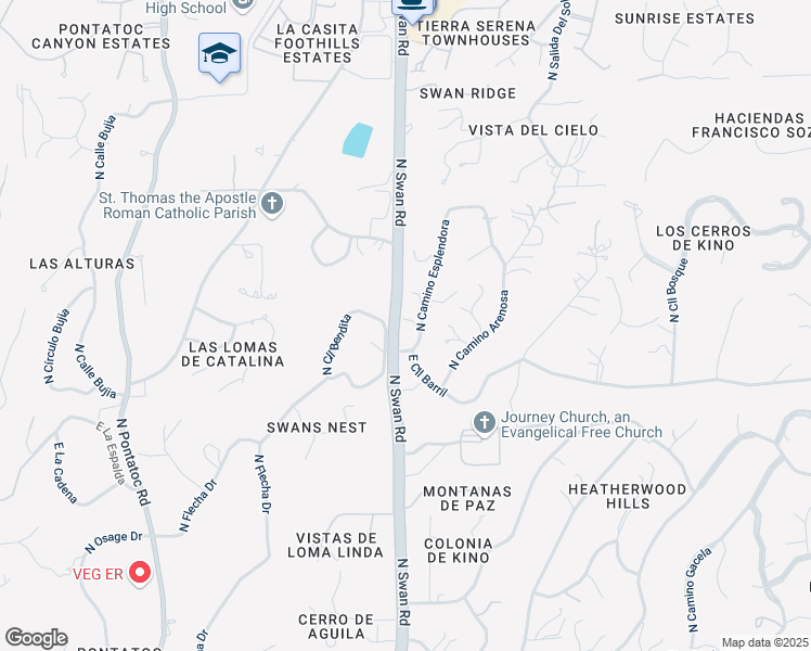 map of restaurants, bars, coffee shops, grocery stores, and more near 4935 North Camino Esplendora in Tucson