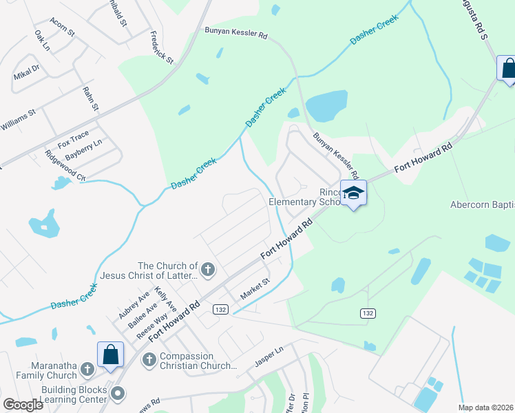 map of restaurants, bars, coffee shops, grocery stores, and more near 114 Windsong Drive in Rincon