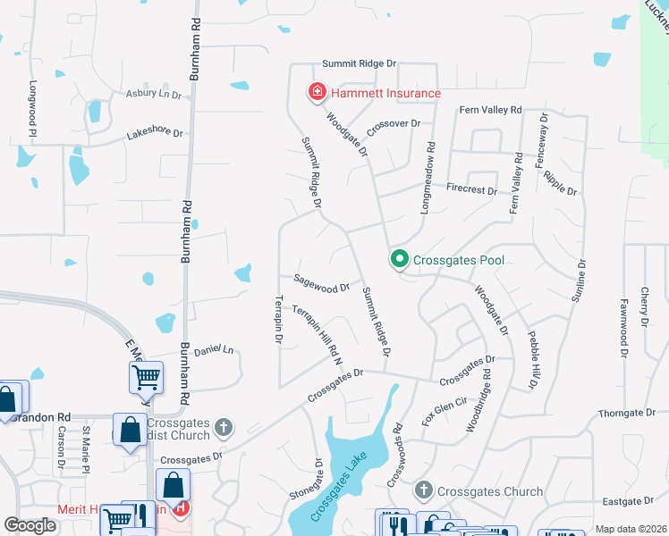 map of restaurants, bars, coffee shops, grocery stores, and more near 55 Fairwood Lane in Brandon
