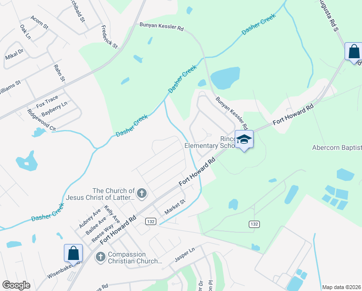 map of restaurants, bars, coffee shops, grocery stores, and more near 114 Windsong Drive in Rincon