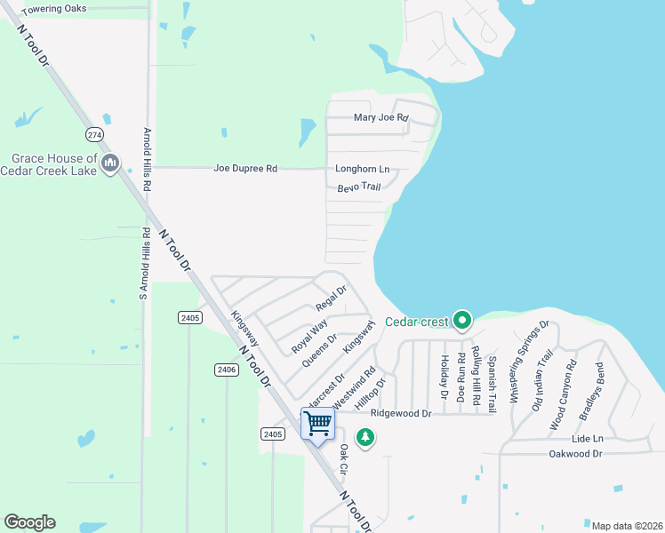 map of restaurants, bars, coffee shops, grocery stores, and more near 1005 Royal Way in Tool
