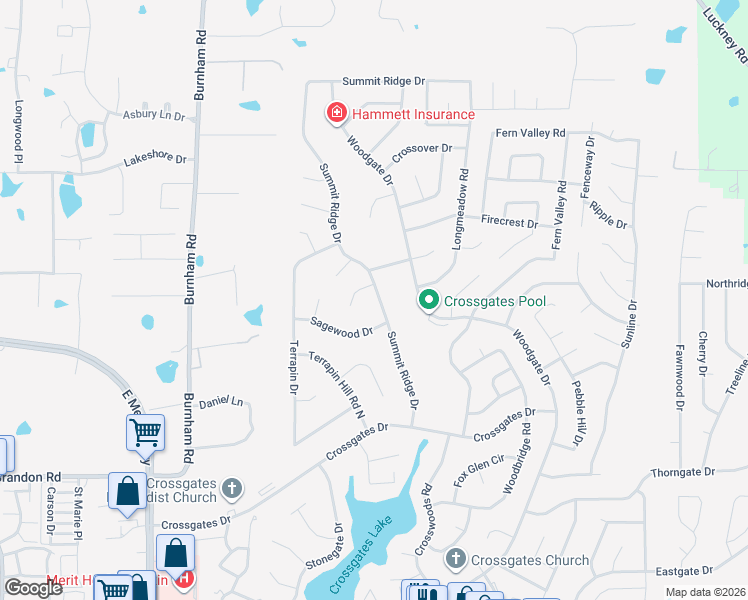 map of restaurants, bars, coffee shops, grocery stores, and more near 55 Fairwood Lane in Brandon