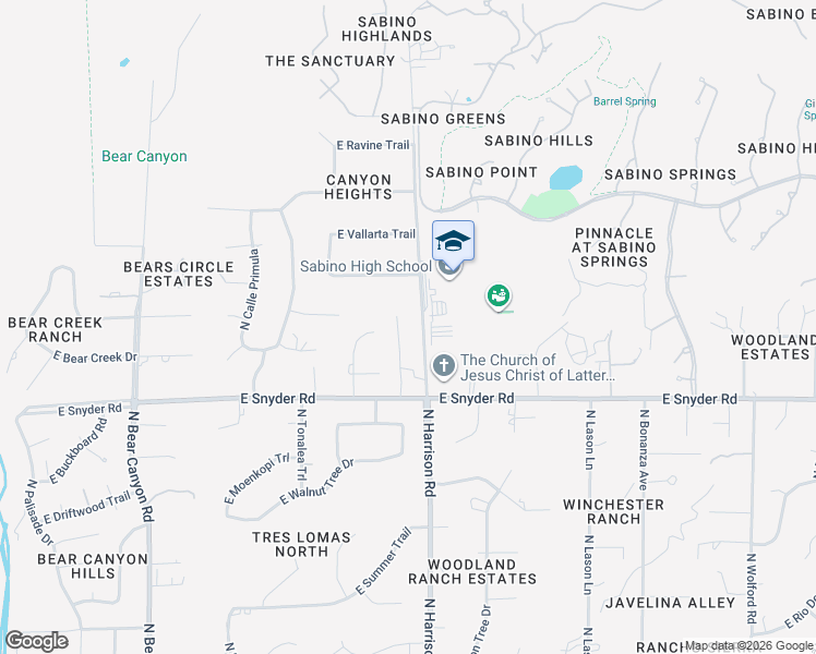 map of restaurants, bars, coffee shops, grocery stores, and more near 4980 North Castle Ridge Road in Tucson