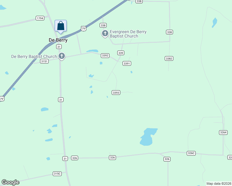 map of restaurants, bars, coffee shops, grocery stores, and more near 176 County Road 3393 in De Berry