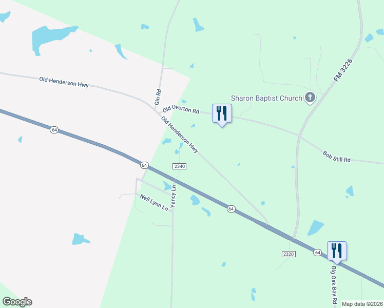 map of restaurants, bars, coffee shops, grocery stores, and more near 15748-15888 County Road 220 in Tyler