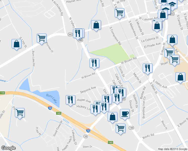 map of restaurants, bars, coffee shops, grocery stores, and more near 810 South Valley Drive in Las Cruces