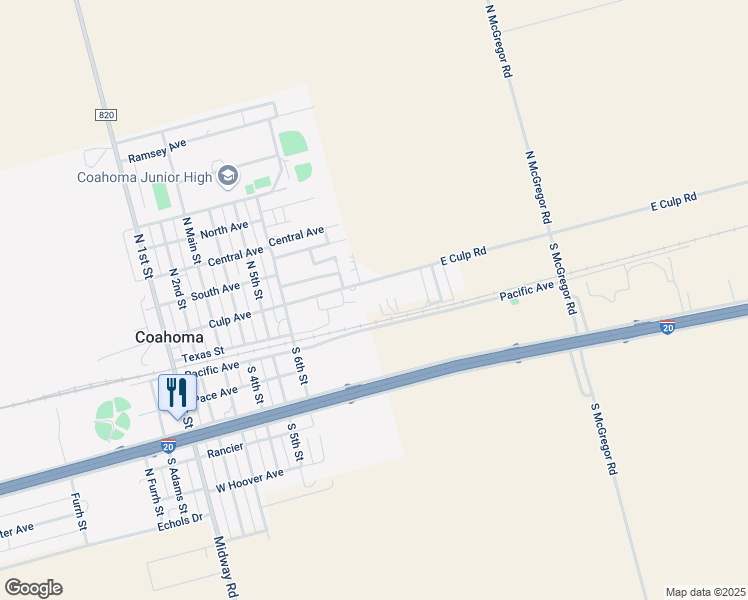 map of restaurants, bars, coffee shops, grocery stores, and more near 906 Culp Avenue in Coahoma