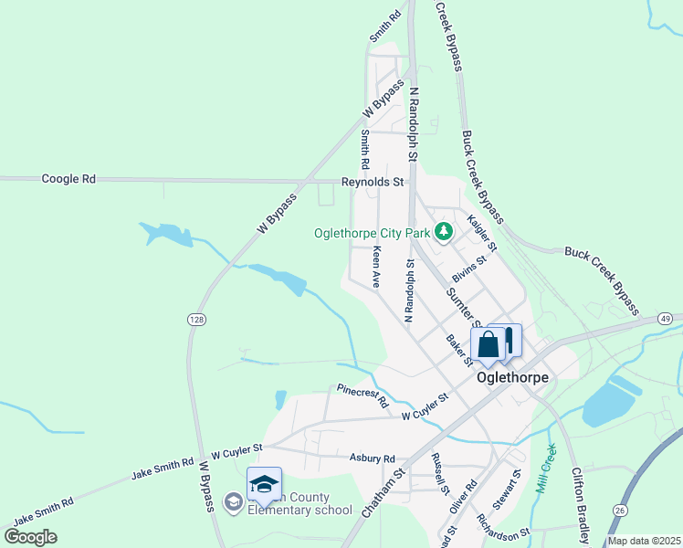 map of restaurants, bars, coffee shops, grocery stores, and more near 513 Gordon Street in Oglethorpe