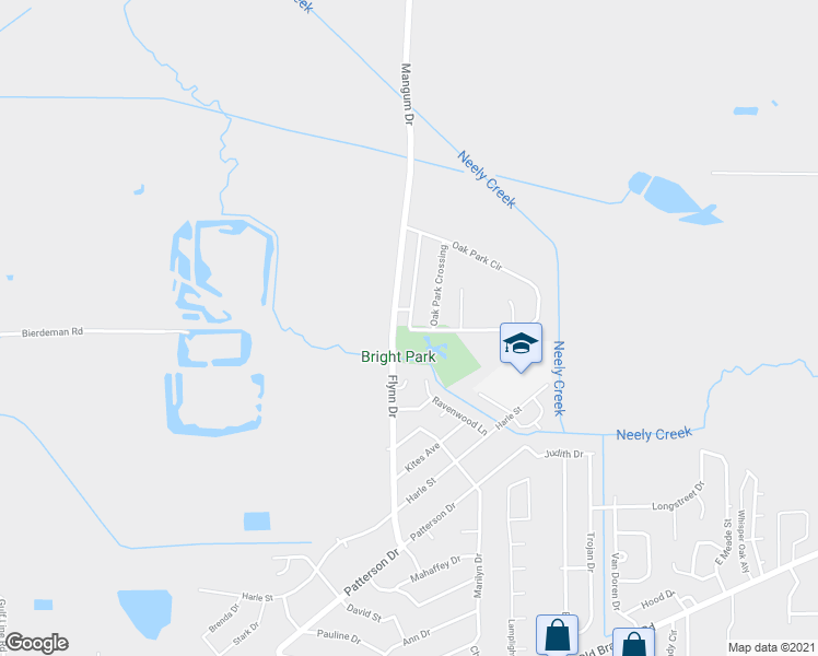 map of restaurants, bars, coffee shops, grocery stores, and more near 596 Oak Park Circle in Pearl