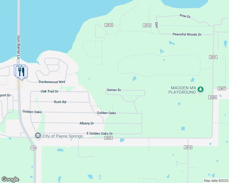 map of restaurants, bars, coffee shops, grocery stores, and more near 271 Garner Drive in Mabank