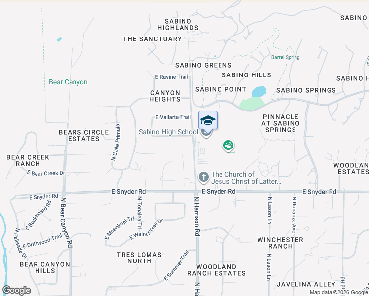 map of restaurants, bars, coffee shops, grocery stores, and more near 4980 North Castle Ridge Road in Tucson
