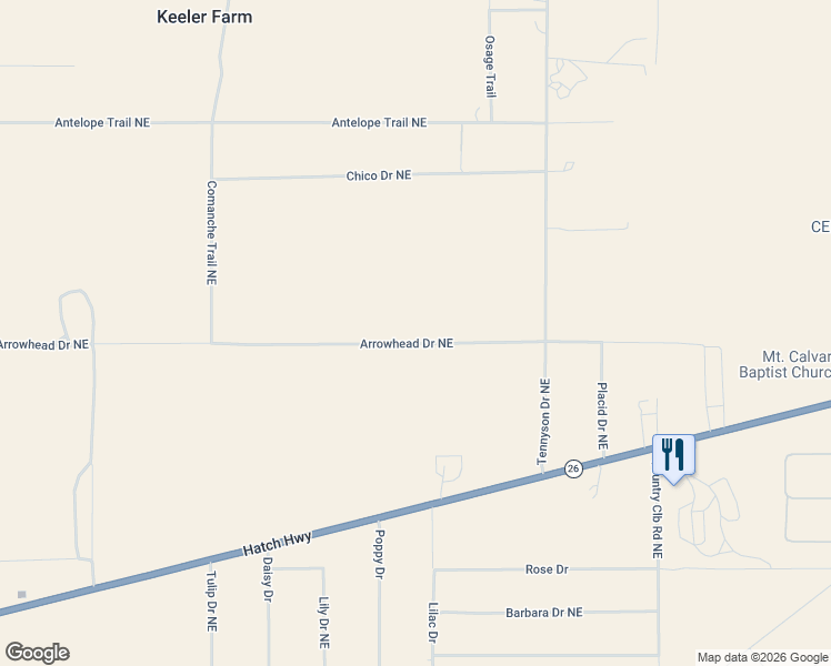 map of restaurants, bars, coffee shops, grocery stores, and more near 885 Arrowhead Drive Northeast in Deming