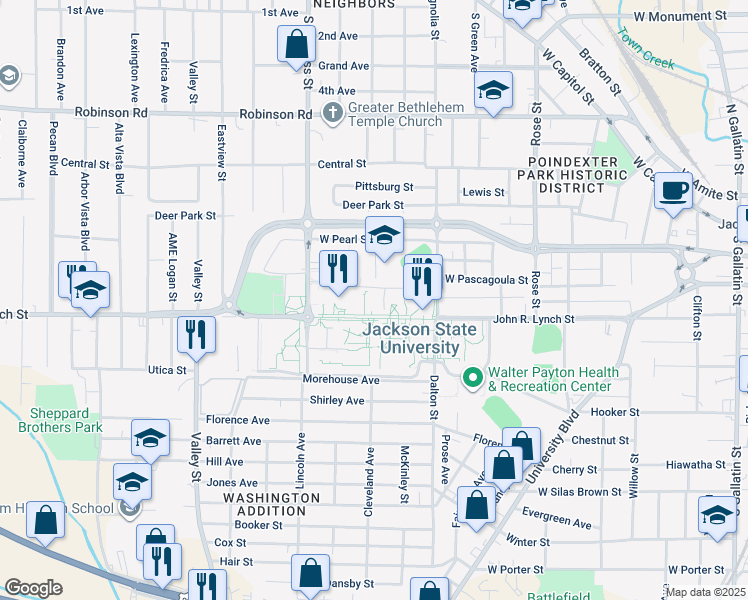 map of restaurants, bars, coffee shops, grocery stores, and more near in Jackson
