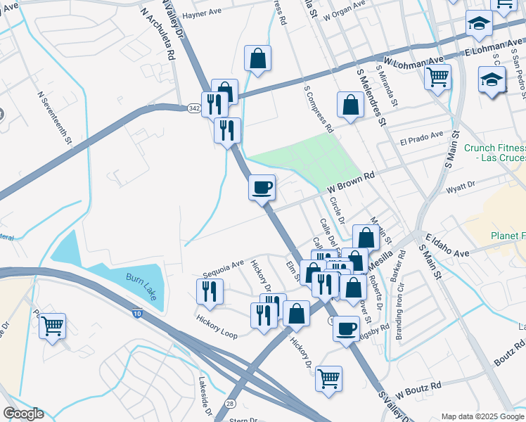 map of restaurants, bars, coffee shops, grocery stores, and more near 810 South Valley Drive in Las Cruces