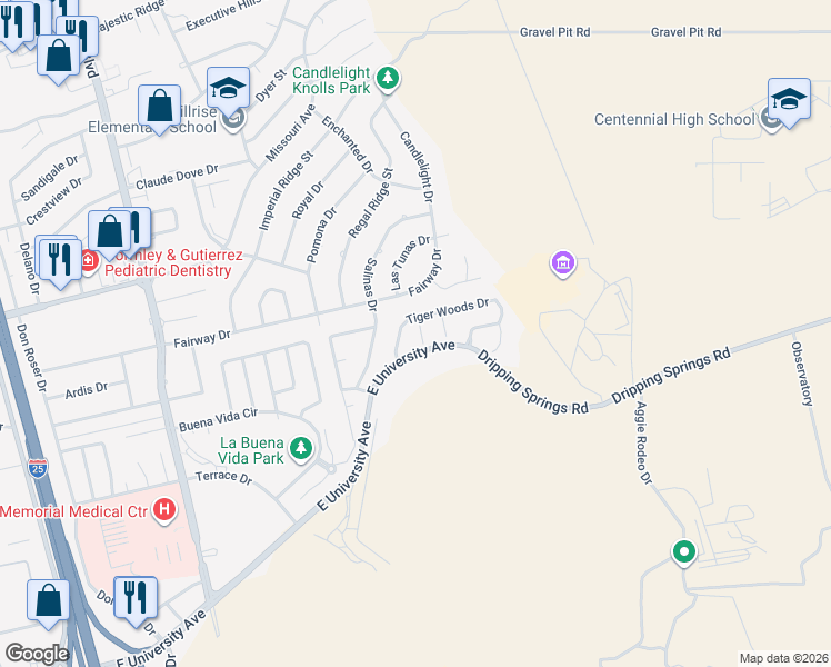 map of restaurants, bars, coffee shops, grocery stores, and more near 1304 Arnold Palmer Court in Las Cruces