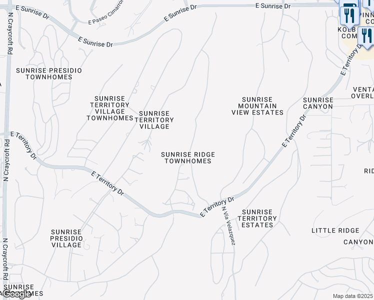 map of restaurants, bars, coffee shops, grocery stores, and more near 5011 North Grey Mountain Trail in Tucson