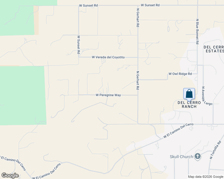 map of restaurants, bars, coffee shops, grocery stores, and more near 5960 West Peregrine Way in Tucson