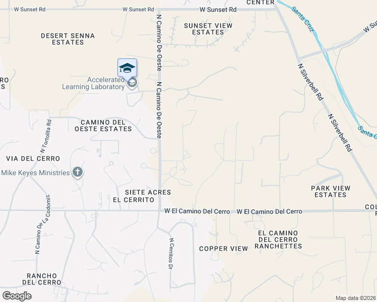 map of restaurants, bars, coffee shops, grocery stores, and more near 5020 North Camino De Oeste in Tucson