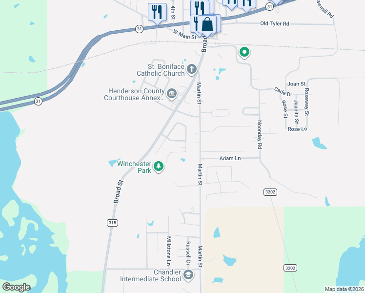 map of restaurants, bars, coffee shops, grocery stores, and more near 655 Pecos Drive in Chandler
