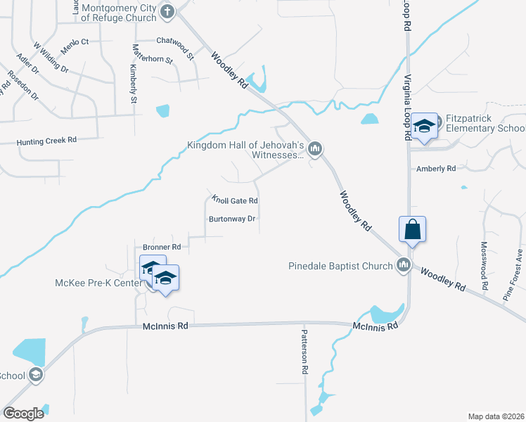 map of restaurants, bars, coffee shops, grocery stores, and more near 4260 Andova Drive in Montgomery
