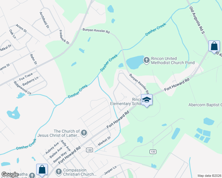map of restaurants, bars, coffee shops, grocery stores, and more near 148 Sweetwater Circle in Rincon