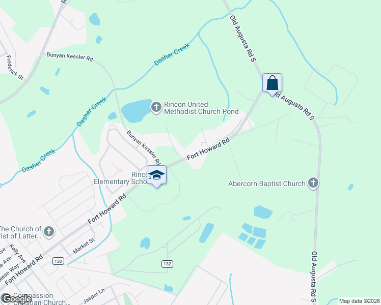 map of restaurants, bars, coffee shops, grocery stores, and more near 1654 Fort Howard Road in Rincon