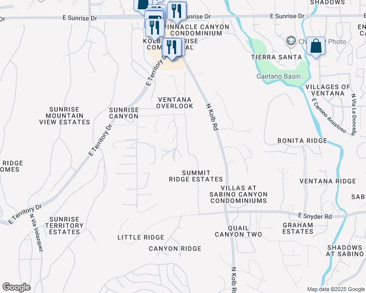 map of restaurants, bars, coffee shops, grocery stores, and more near in Tucson
