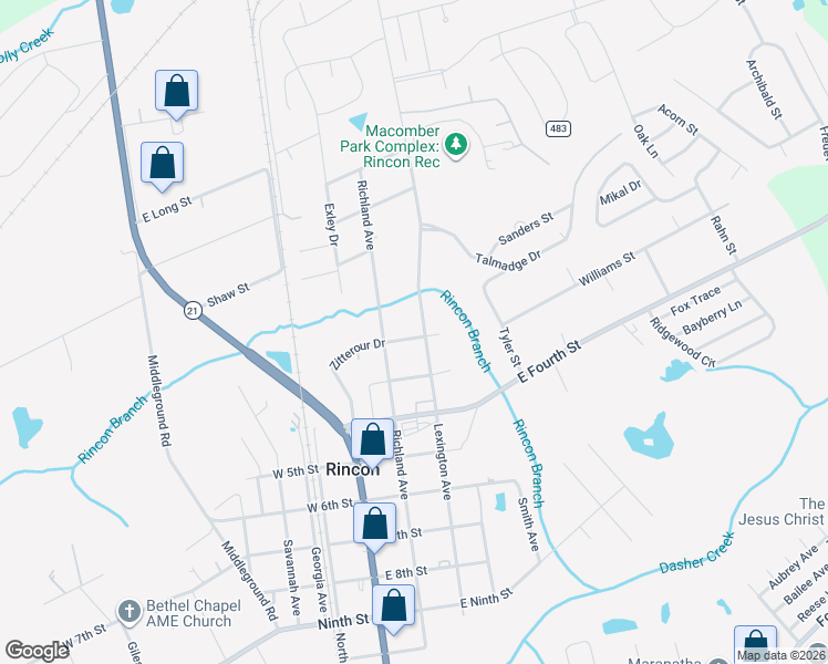 map of restaurants, bars, coffee shops, grocery stores, and more near 802 Lexington Avenue in Rincon