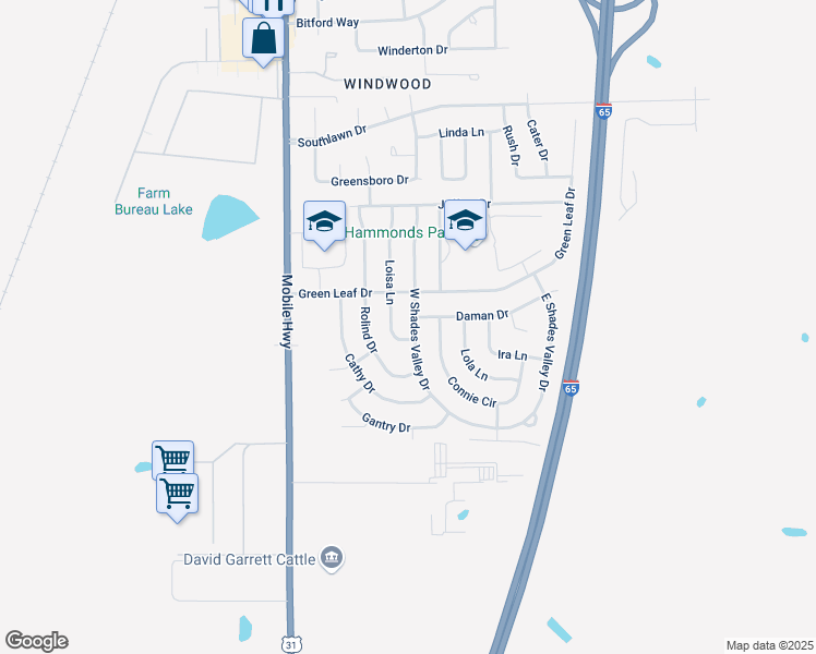 map of restaurants, bars, coffee shops, grocery stores, and more near 5321 West Shades Valley Drive in Montgomery