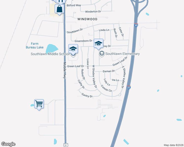 map of restaurants, bars, coffee shops, grocery stores, and more near 5321 West Shades Valley Drive in Montgomery
