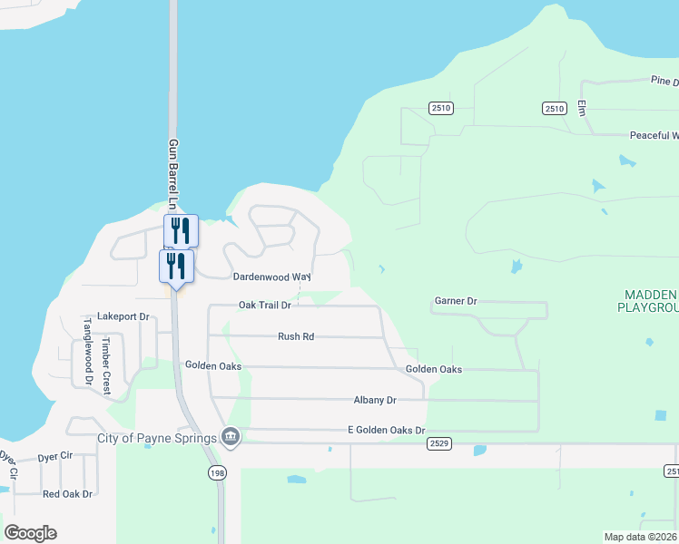 map of restaurants, bars, coffee shops, grocery stores, and more near 144 Griffith Bend Road in Mabank