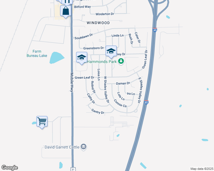 map of restaurants, bars, coffee shops, grocery stores, and more near 5321 West Shades Valley Drive in Montgomery