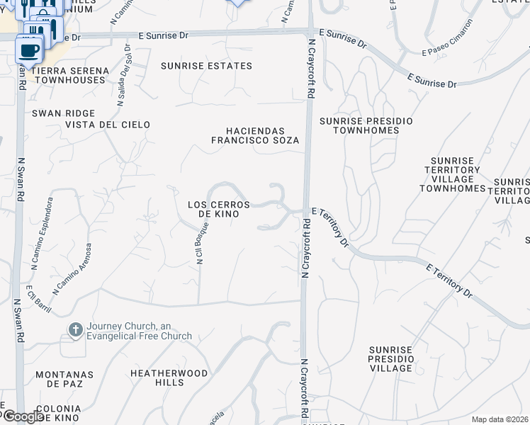 map of restaurants, bars, coffee shops, grocery stores, and more near 5409 East Placita Apan in Tucson