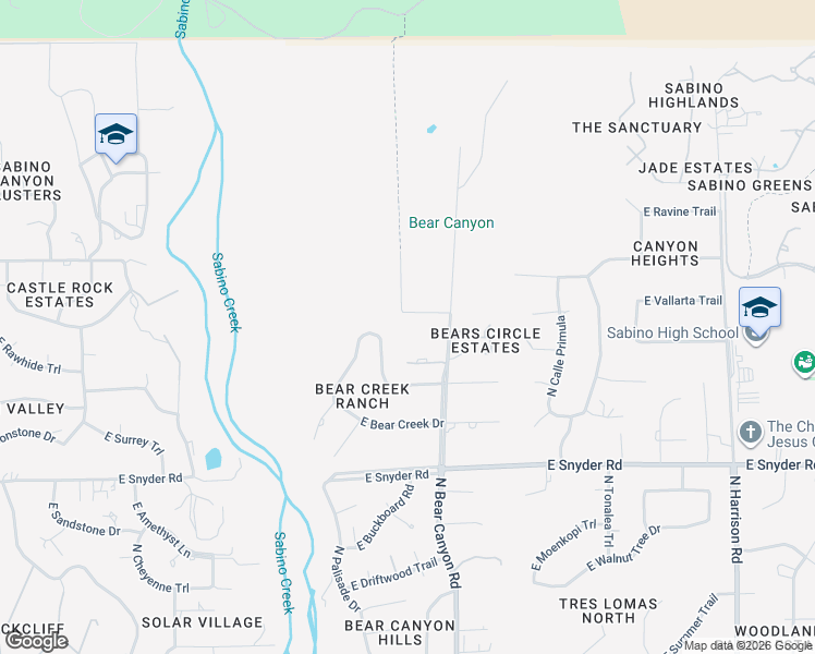 map of restaurants, bars, coffee shops, grocery stores, and more near 5081 North Bear Canyon Road in Tucson