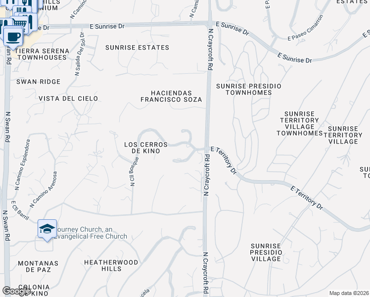map of restaurants, bars, coffee shops, grocery stores, and more near 5436 East Cll Bosque in Tucson