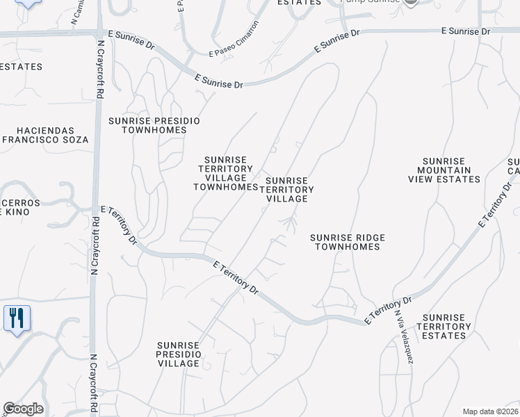map of restaurants, bars, coffee shops, grocery stores, and more near 5039 North Post Trail in Tucson