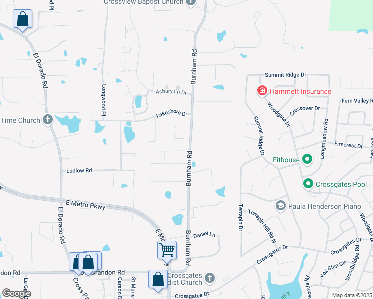 map of restaurants, bars, coffee shops, grocery stores, and more near 2012 Cross Point Cove in Brandon
