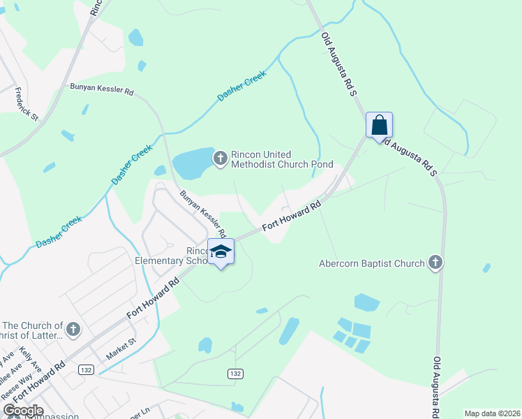 map of restaurants, bars, coffee shops, grocery stores, and more near 1654 Fort Howard Road in Rincon
