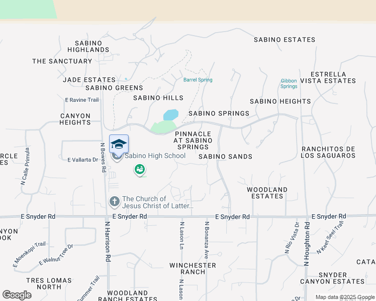 map of restaurants, bars, coffee shops, grocery stores, and more near 5079 North Pinnacle Cove Drive in Tucson