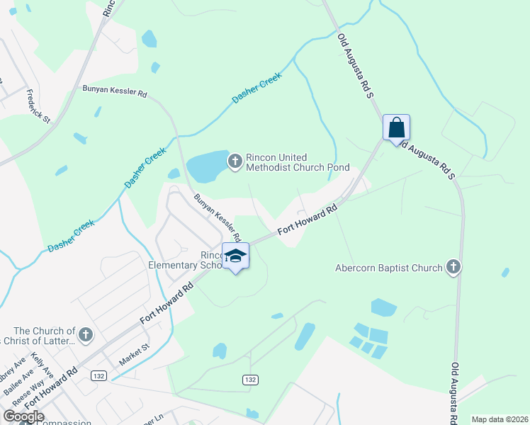 map of restaurants, bars, coffee shops, grocery stores, and more near 1678 Fort Howard Road in Rincon