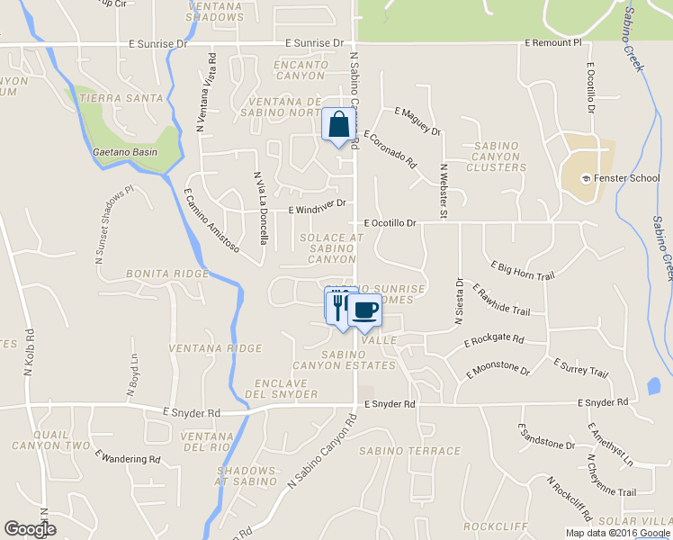 map of restaurants, bars, coffee shops, grocery stores, and more near 7874 East Pristine Place in Tucson