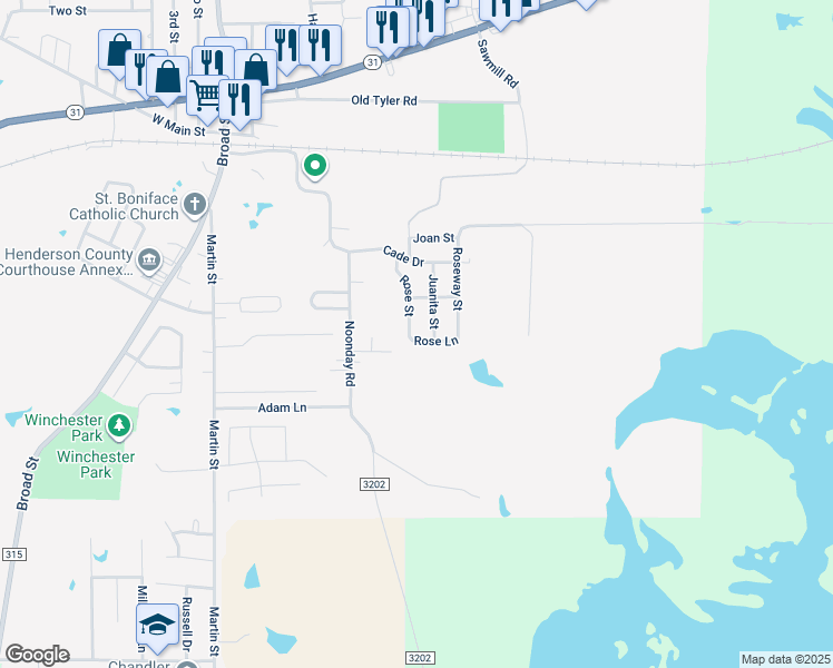 map of restaurants, bars, coffee shops, grocery stores, and more near 517 Rose Street in Chandler